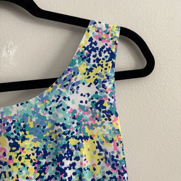 Britt Ryan Womn 4 Colorful Confetti Print Silk Sleeveless Criss Cross Back Dress - Picture 5 of 11